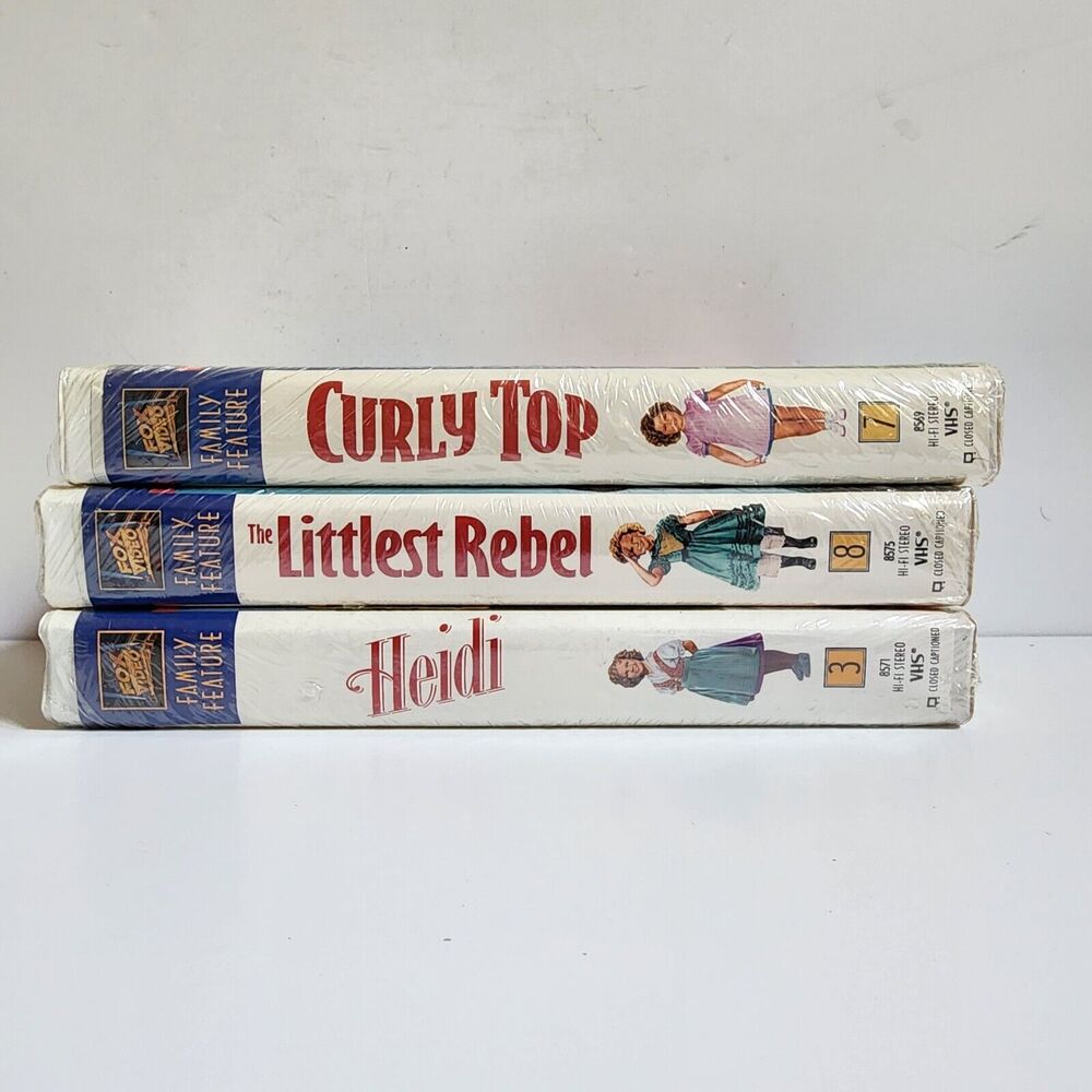 Shirley Temple VHS New/Sealed Lot Of 3 Heidi Curly Top Littlest Rebel Fox Video